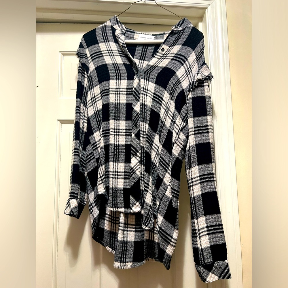 Bella Dahl Plaid Shirt with Ruffle Detailing